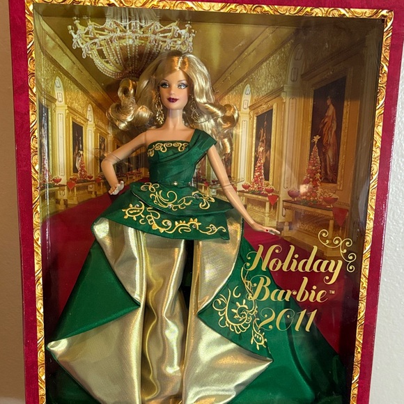 Barbie Holiday Doll in Green and Gold Gown